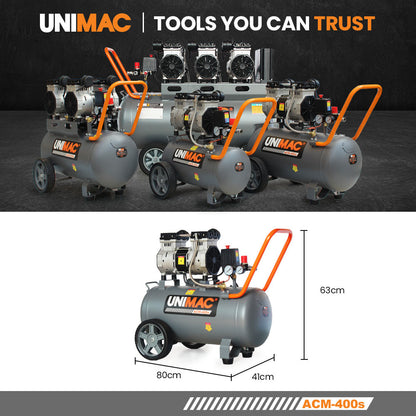 40L 2.0HP Silent Oil-Free Electric Air Compressor with Twin Outlets, Portable