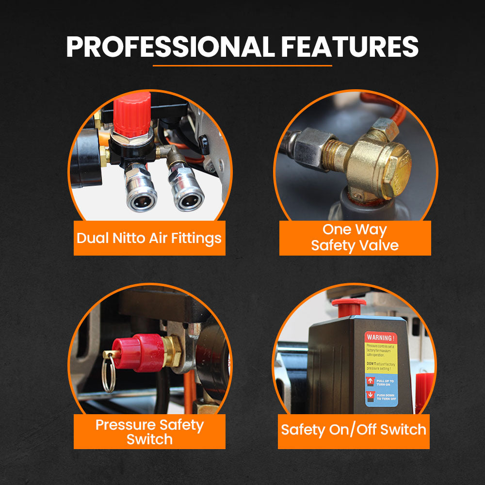 2.0 HP Vertical Electric Air Compressor, 50L, 1.5m, Oil-Free, Quiet Operation