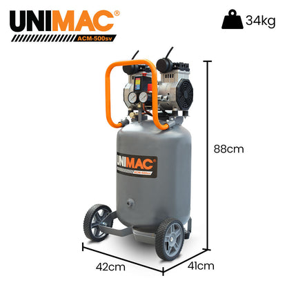 2.0 HP Vertical Electric Air Compressor, 50L, 1.5m, Oil-Free, Quiet Operation