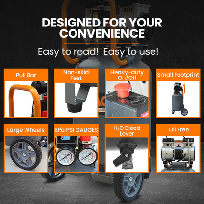 2.0 HP Vertical Electric Air Compressor, 50L, 1.5m, Oil-Free, Quiet Operation