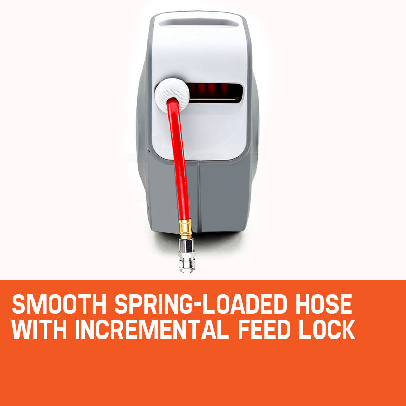 20m Wall-Mounted Air Hose Reel with Auto Rewind and 180° Swivel