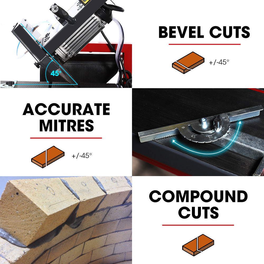 2000W Masonry Table Saw with 0.35m Blade, Cuts Up to 0.7m, Portable Stand