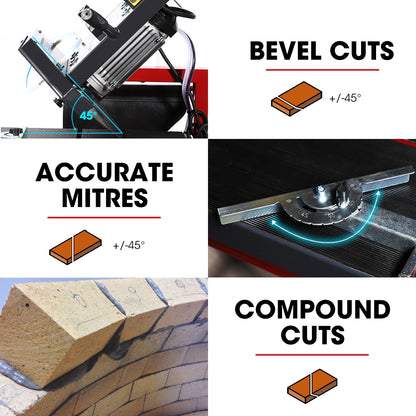 2000W Masonry Table Saw with 0.35m Blade, Cuts Up to 0.7m, Portable Stand
