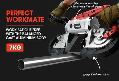 Portable Metal Bandsaw with 2-in-1 Bench Stand, 7kg, 0.127m Capacity