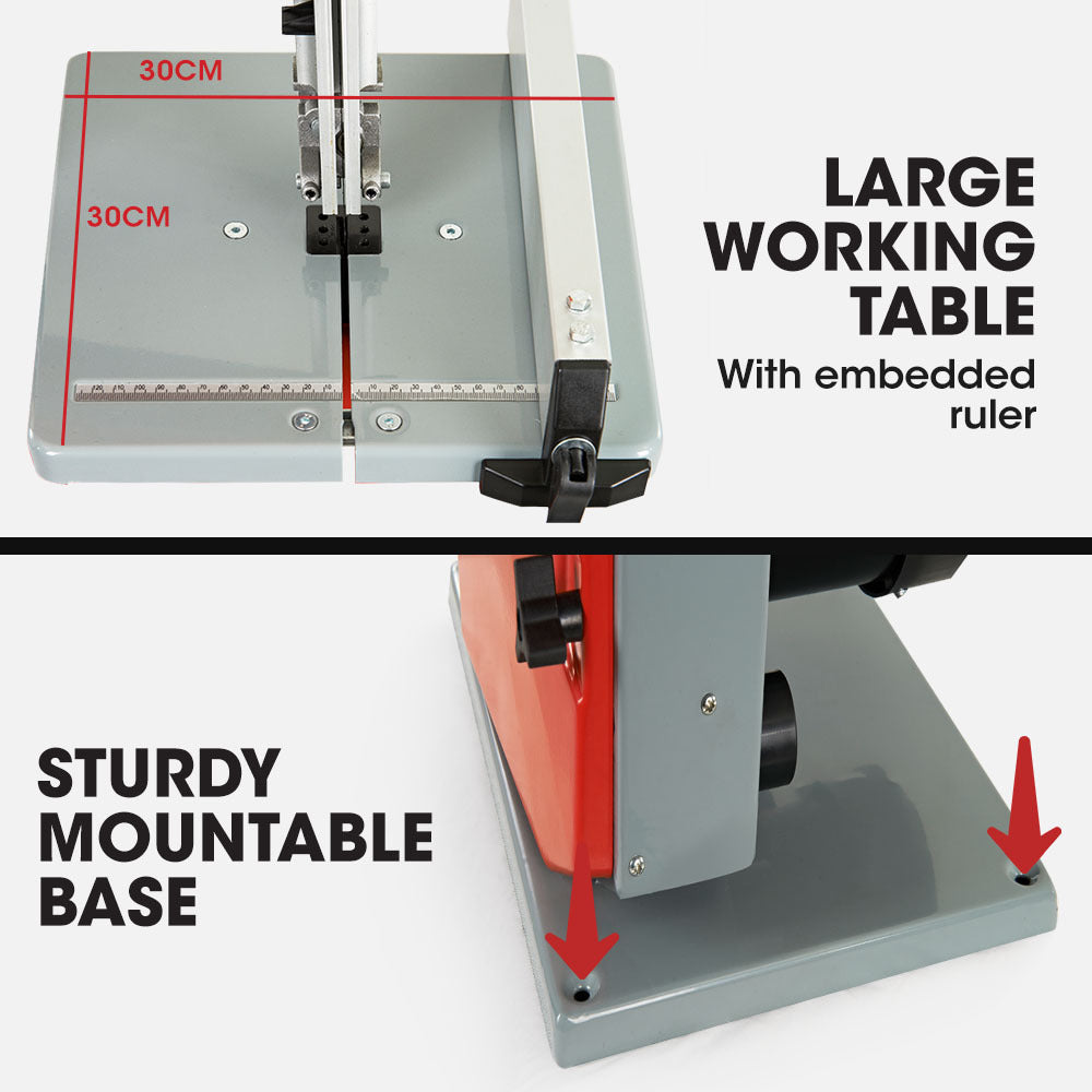350W Benchtop Bandsaw, 0.08m Depth, Adjustable Angle Table & Precision Guide