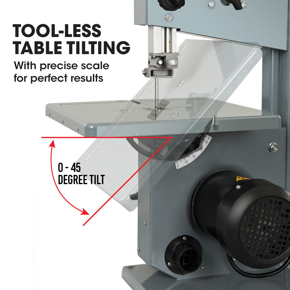 350W Benchtop Bandsaw, 0.08m Depth, Adjustable Angle Table & Precision Guide