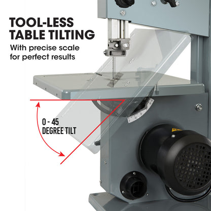 350W Benchtop Bandsaw, 0.08m Depth, Adjustable Angle Table & Precision Guide