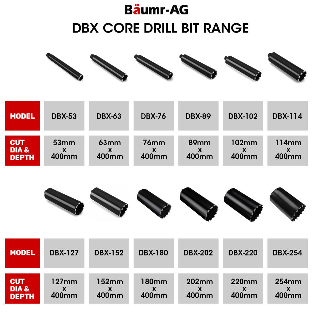 152mm Diamond Core Drill Bit for Concrete, Stone, and Masonry - 1.4m Length