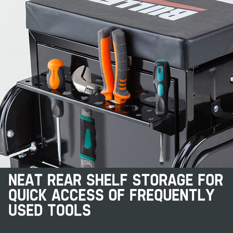 2-in-1 Rolling Tool Box Stool with 3 Drawers, 158kg Capacity & Swivel Wheels