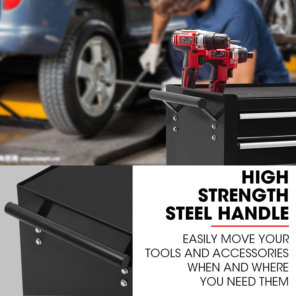 4-Drawer 1-Door Tool Box Cabinet Trolley Storage, Black - 1m Secure Organizer
