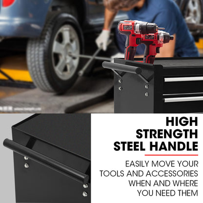 4-Drawer 1-Door Tool Box Cabinet Trolley Storage, Black - 1m Secure Organizer