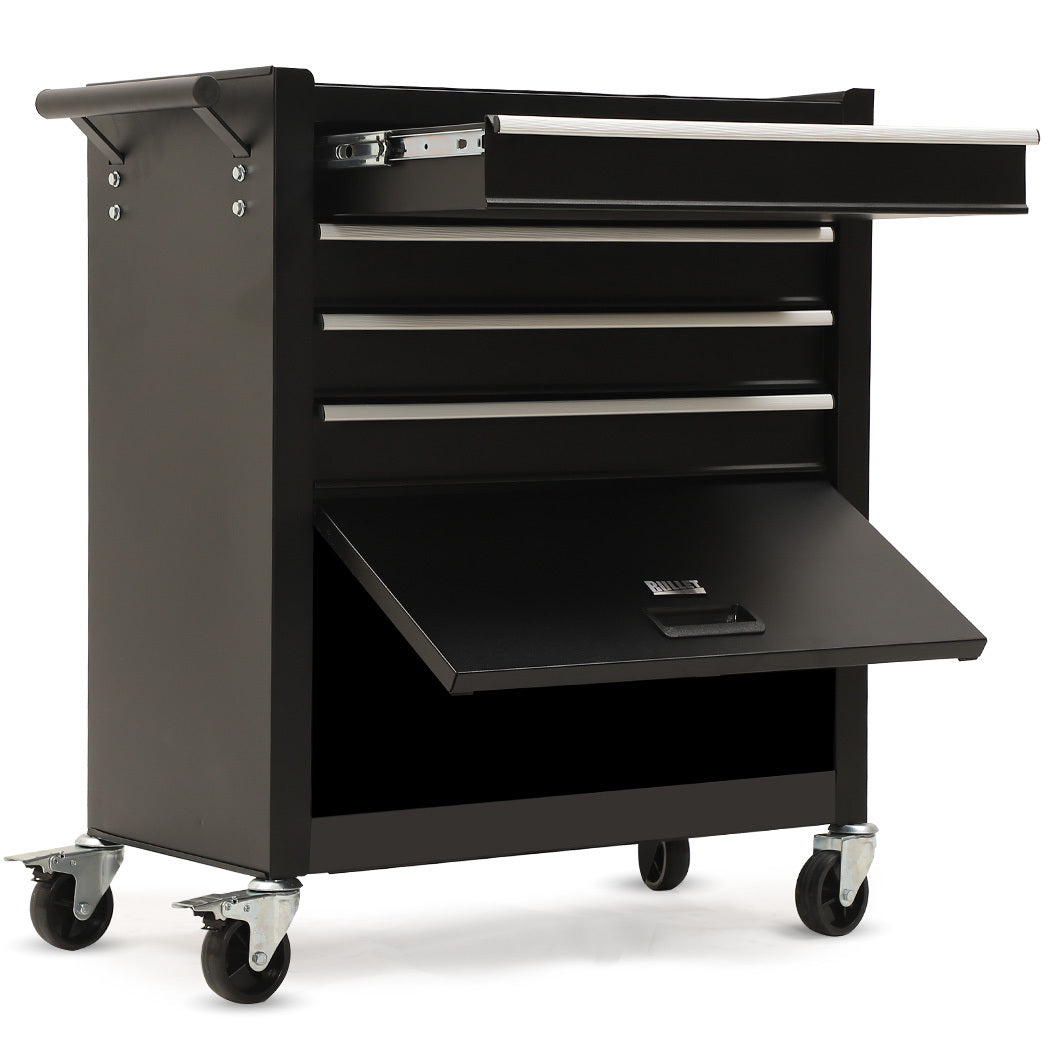 4-Drawer 1-Door Tool Box Cabinet Trolley Storage, Black - 1m Secure Organizer