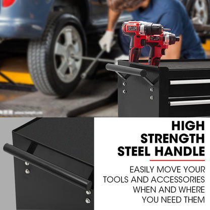 7-Drawer Tool Cabinet with Lockable Wheels & Cam-Lock System, Black