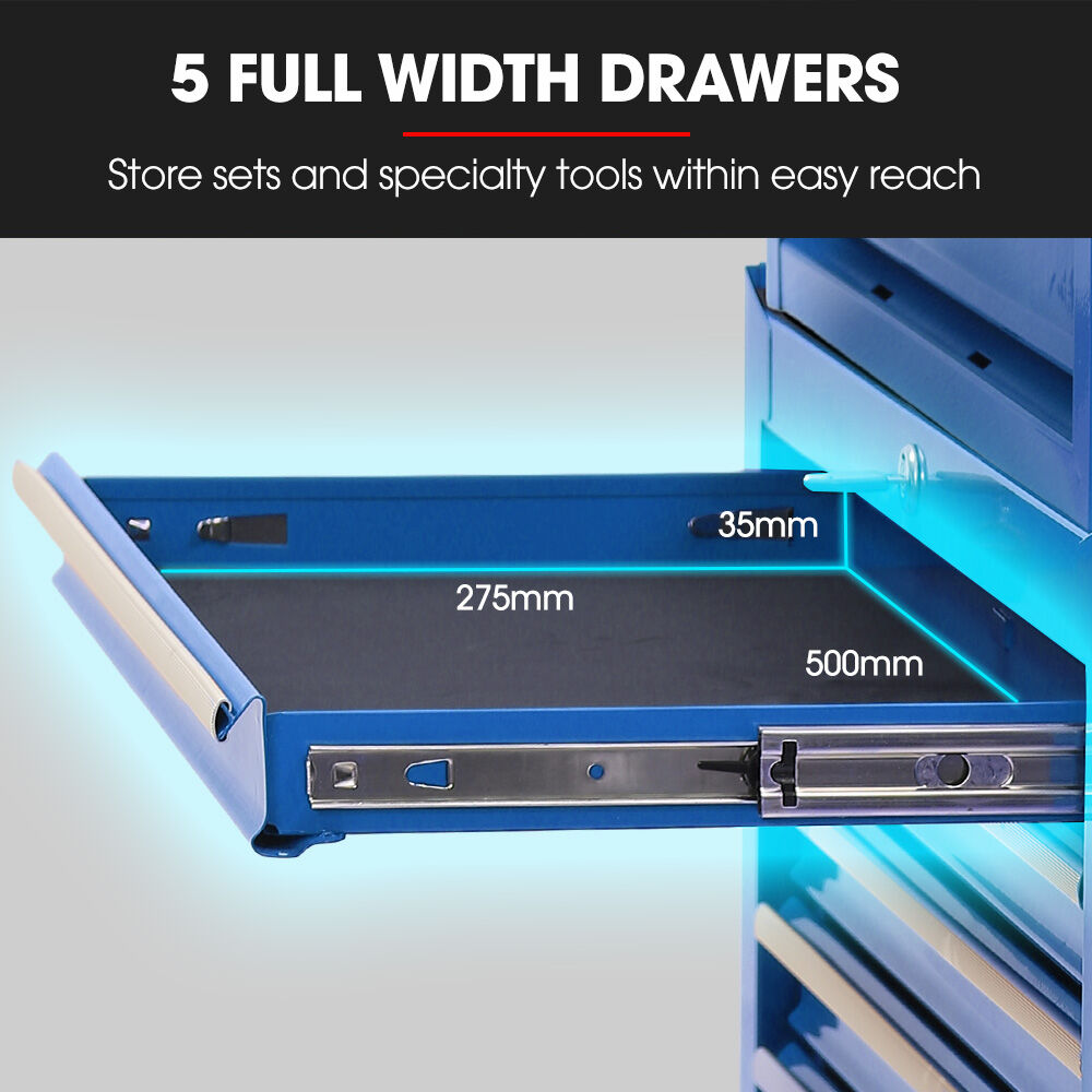 16 Drawer Tool Box Cabinet Chest Storage, Toolbox Garage Organiser Set, Blue