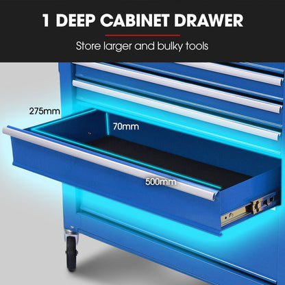 16 Drawer Tool Box Cabinet Chest Storage, Toolbox Garage Organiser Set, Blue