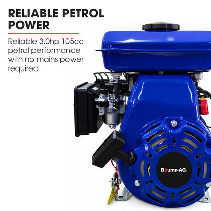 160L Heavy-Duty Petrol Concrete Cement Mixer, 3hp 105cc Engine