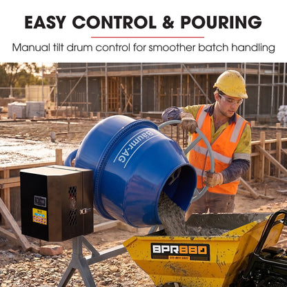 250L Heavy-Duty Petrol Concrete Cement Mixer, 3hp 105cc Engine