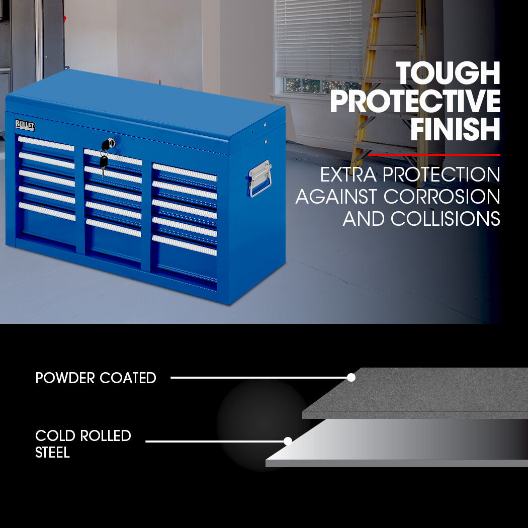 9 Drawer Tool Box Chest, Organiser Mechanic Garage Storage Toolbox Set - Blue