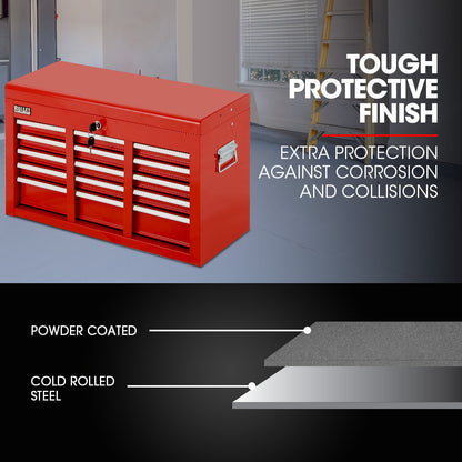 Red 9-Drawer Tool Chest with Lock & EVA Lined Drawers, 0.23m Steel Toolbox