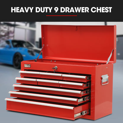 Red 9-Drawer Tool Chest with Lock & EVA Lined Drawers, 0.23m Steel Toolbox