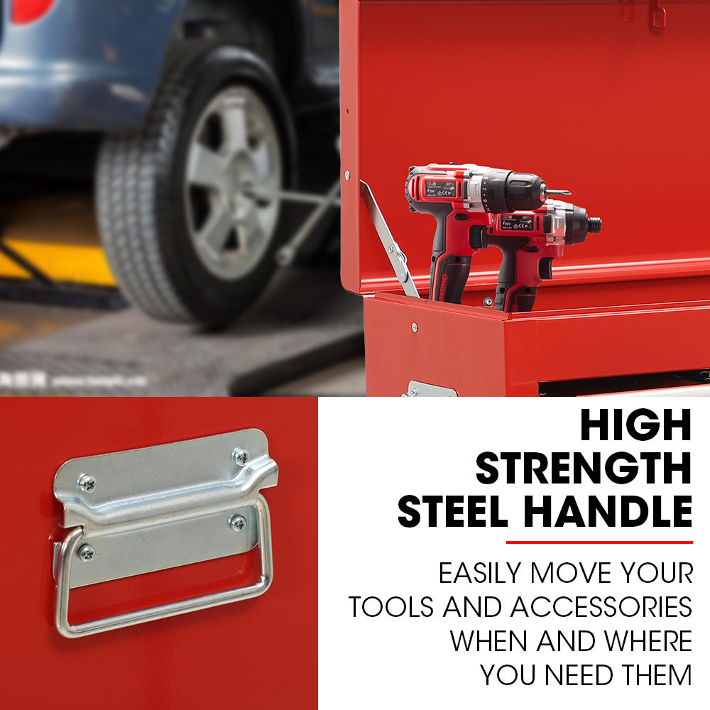 Red 9-Drawer Tool Chest with Lock & EVA Lined Drawers, 0.23m Steel Toolbox