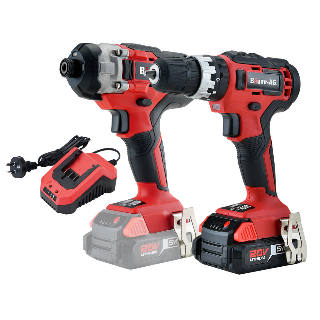 20V Cordless Drill & Impact Driver Kit with SYNC Battery & Charger, 0.25m Chuck
