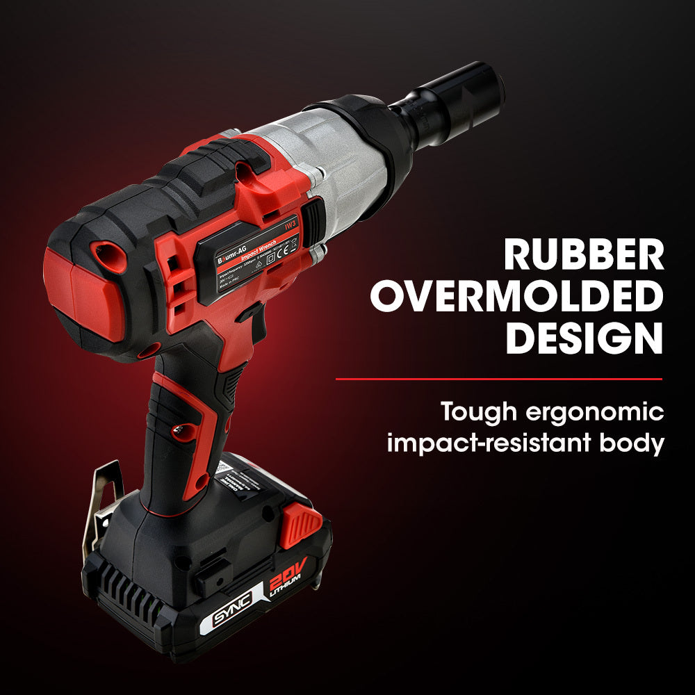 Cordless 0.013m Impact Wrench Kit, 20V Battery, 300Nm Torque, Fast Charger Included