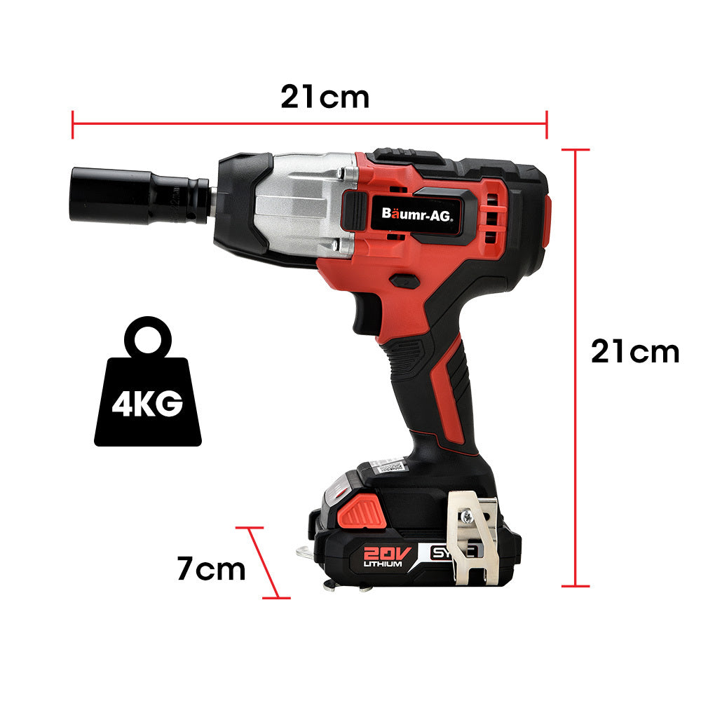 Cordless 0.013m Impact Wrench Kit, 20V Battery, 300Nm Torque, Fast Charger Included