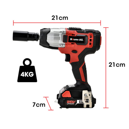Cordless 0.013m Impact Wrench Kit, 20V Battery, 300Nm Torque, Fast Charger Included