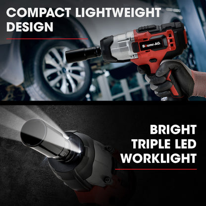 Cordless 0.013m Impact Wrench Kit, 20V Battery, 300Nm Torque, Fast Charger Included