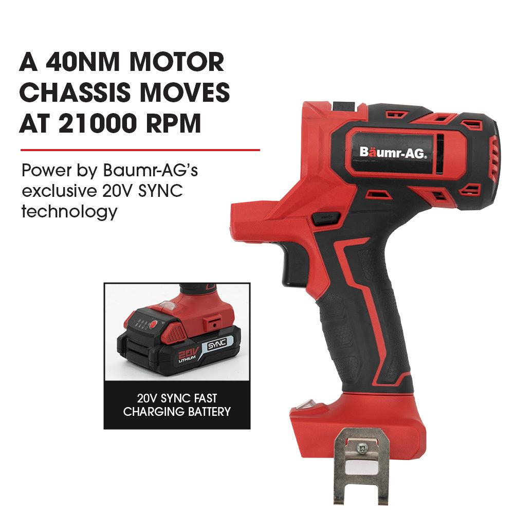 Cordless 20V Combi-Tool Kit with 5 Attachments and Fast Charger, 40Nm Torque