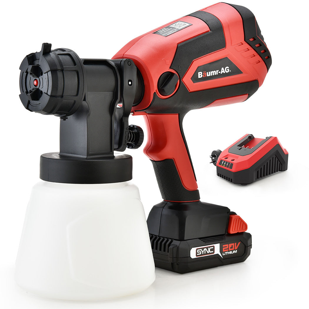 Cordless 20V Paint Sprayer Gun Kit with Battery, Charger & 3 Nozzles