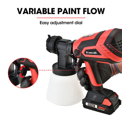 Cordless 20V Paint Sprayer Gun Kit with Battery, Charger & 3 Nozzles
