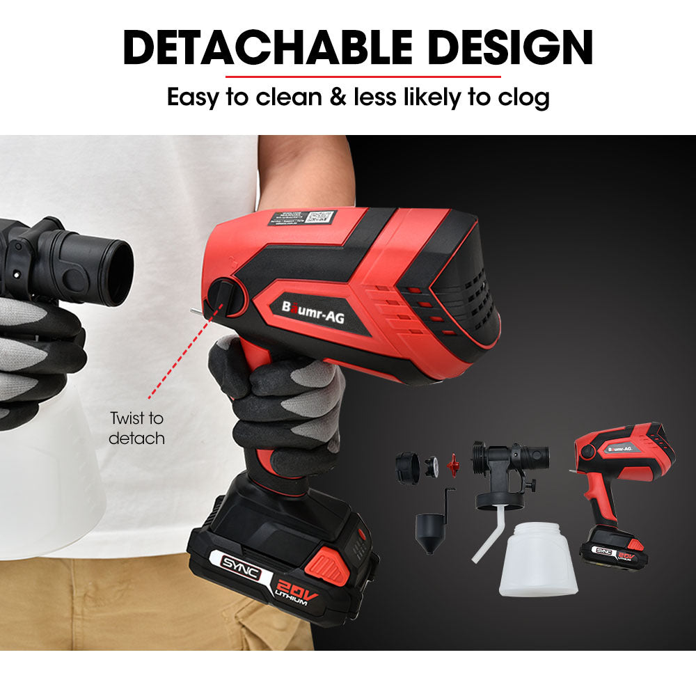 Cordless 20V Paint Sprayer Gun Kit with Battery, Charger & 3 Nozzles