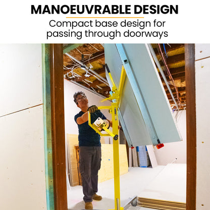 Drywall & Panel Lifter, 1200 x 3600 68kg Max Gyprock Sheet, Galvanised, No-mark Locking Castors
