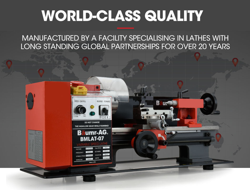 600W 2.1m x 4.3m Variable-Speed Mini Metal Lathe with LCD Screen