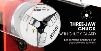 600W 2.1m x 4.3m Variable-Speed Mini Metal Lathe with LCD Screen