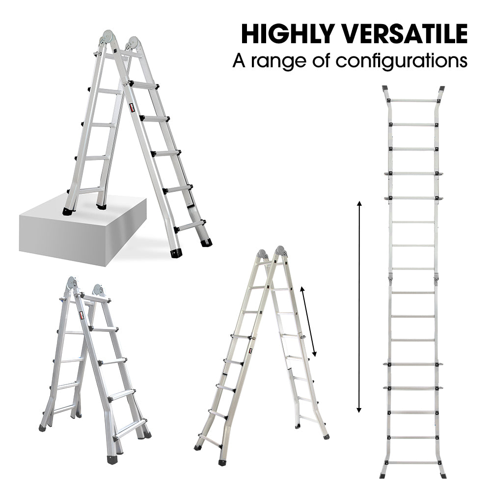 5.1m Multipurpose Foldable Ladder with Workshelf & Safety Locks, 150kg Capacity