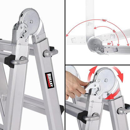 5.1m Multipurpose Foldable Ladder with Workshelf & Safety Locks, 150kg Capacity