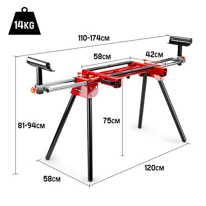 Universal Adjustable Mitre Saw Stand with Quick Release and 150KG Capacity