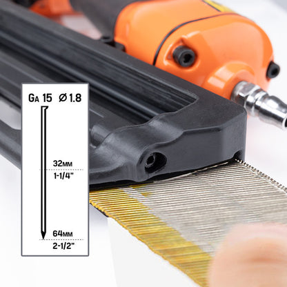 Heavy Duty 0.32-0.64m Finishing Nailer with Angled Magazine and Quick-Load