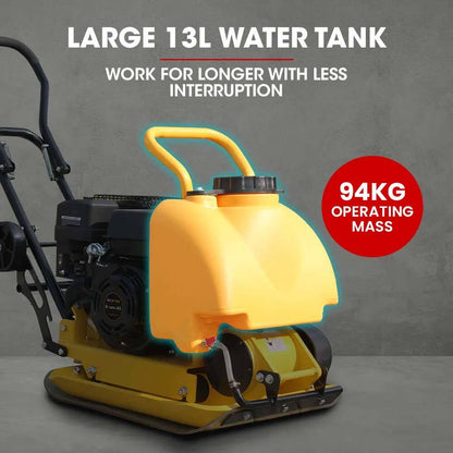 94kg Plate Compactor with 0.42x0.54m Base, Sprinkler System & Paver Pad