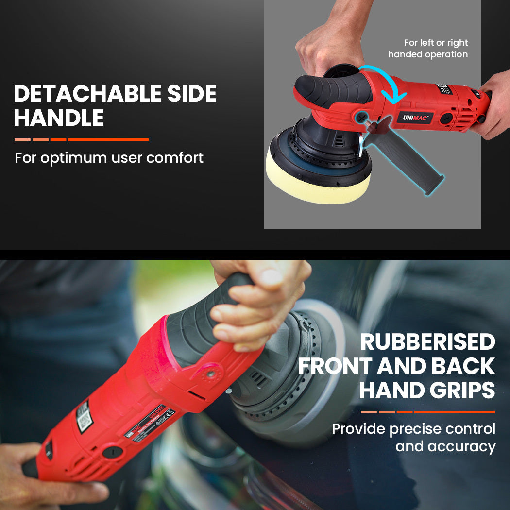 Dual Action Electric Car Polisher with 720W Motor, 0.15m Pads, 6 Speeds