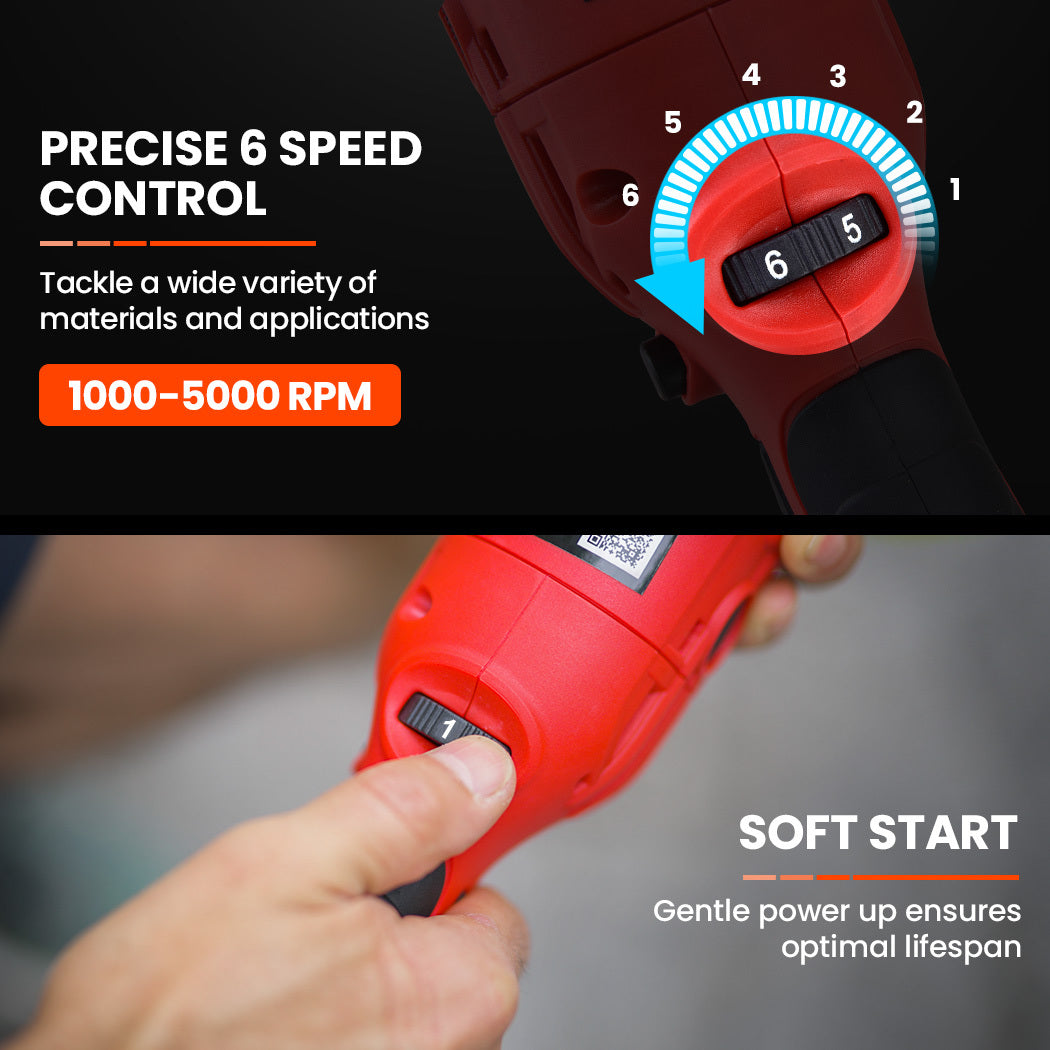 Dual Action Electric Car Polisher with 720W Motor, 0.15m Pads, 6 Speeds