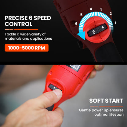 Dual Action Electric Car Polisher with 720W Motor, 0.15m Pads, 6 Speeds