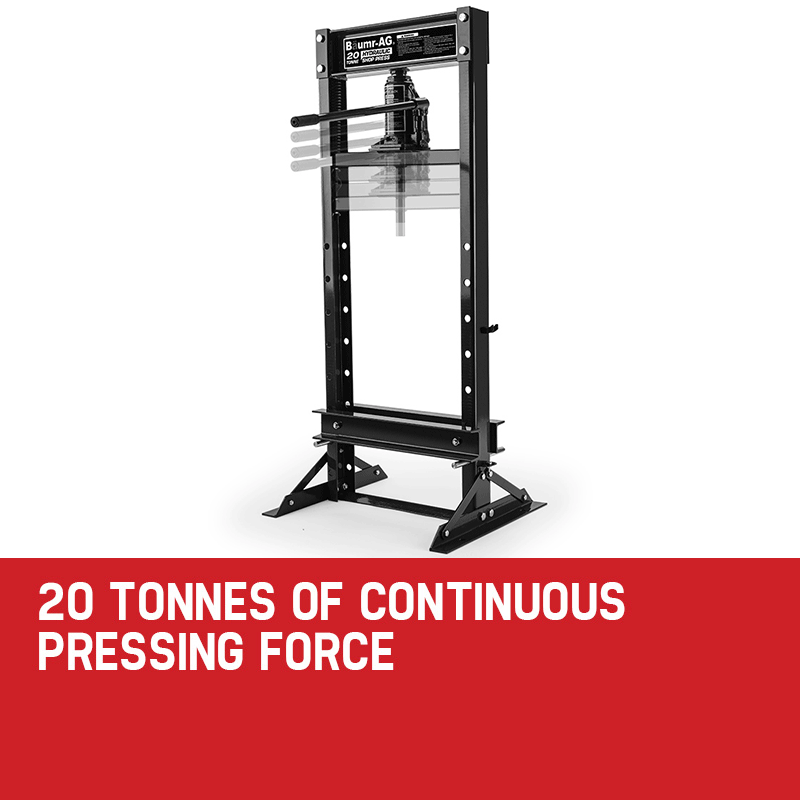 20 Tonne Hydraulic Shop Press with Adjustable H-Frame and Dual Ram Springs