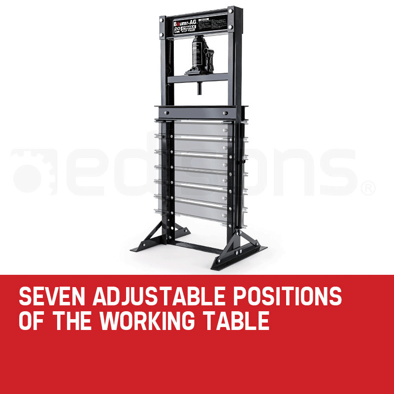 20 Tonne Hydraulic Shop Press with Adjustable H-Frame and Dual Ram Springs