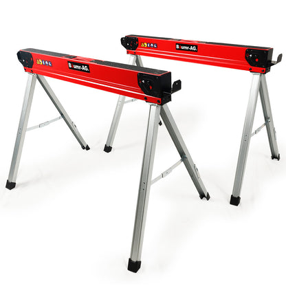 Heavy-Duty Steel Folding Sawhorses, 1000kg Capacity, Adjustable Support Arms
