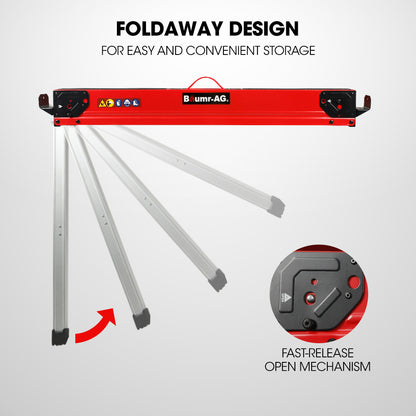 Heavy-Duty Steel Folding Sawhorses, 1000kg Capacity, Adjustable Support Arms