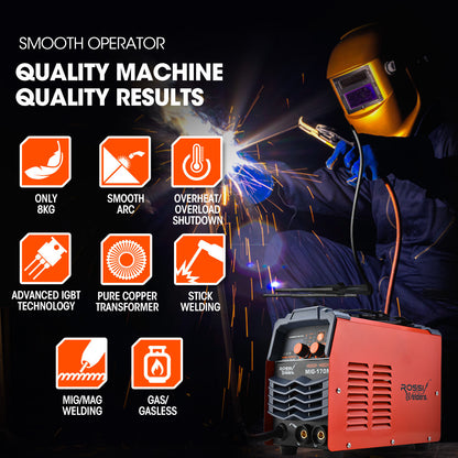 170Amp 2-in-1 MIG/Stick Welder with iGBT Inverter and Carry Case